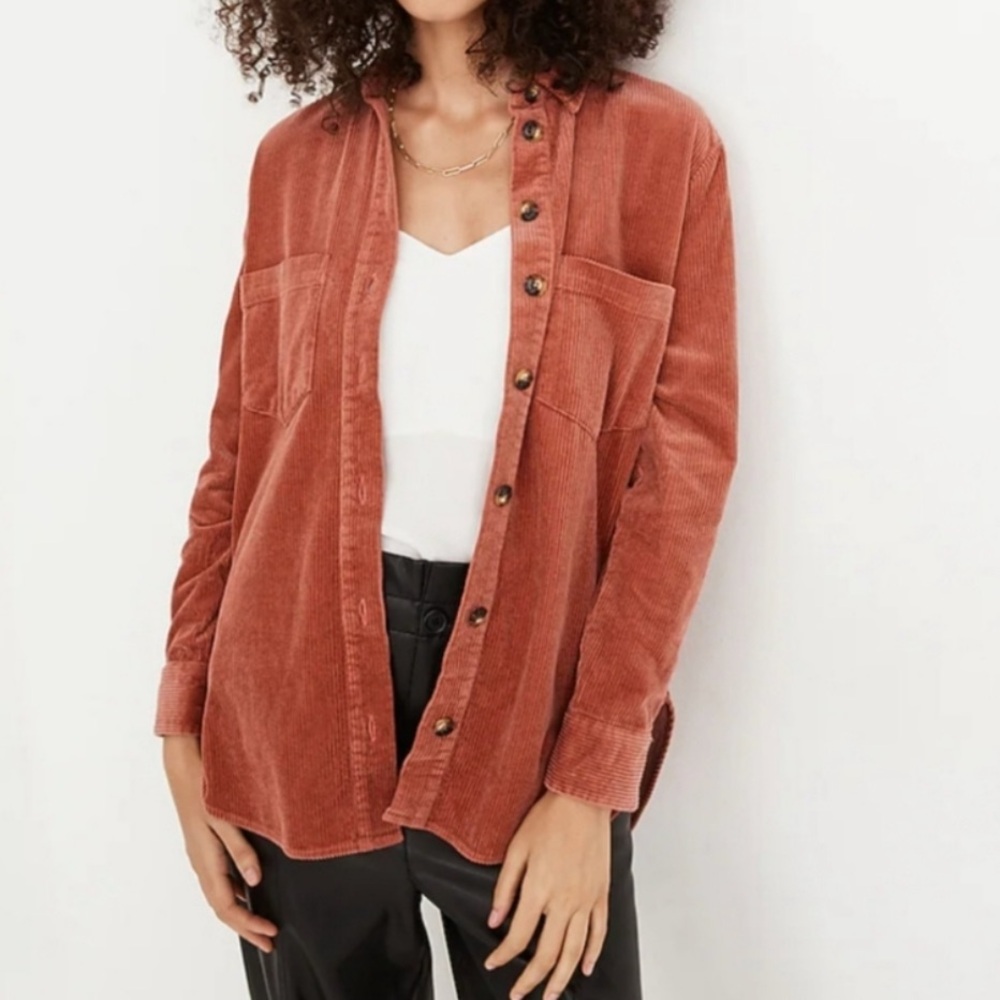 MADEWELL Corduroy Sunday Shirt Jacket Shacket Rusted Red XXS Gorpcore Cabin Hike